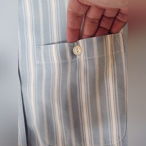 LaurenRalphLauren Jeans Co Denim Blue Striped LngTabSlve Buttons Up Women Shirt - Picture 3 of 7